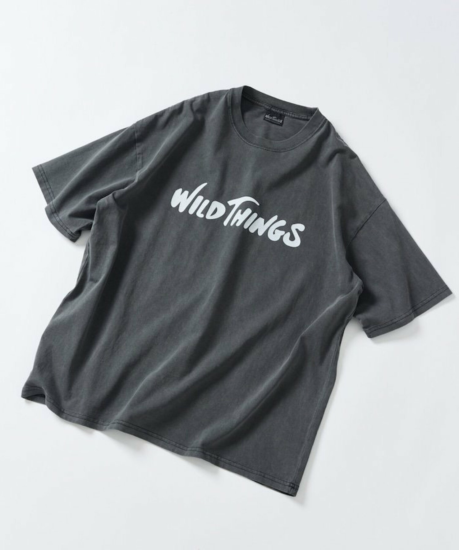WILD THINGS×FREAK'S STORE ピグメントダイ ワンポイント ロゴプリント Tシャツ 【限定展開】
